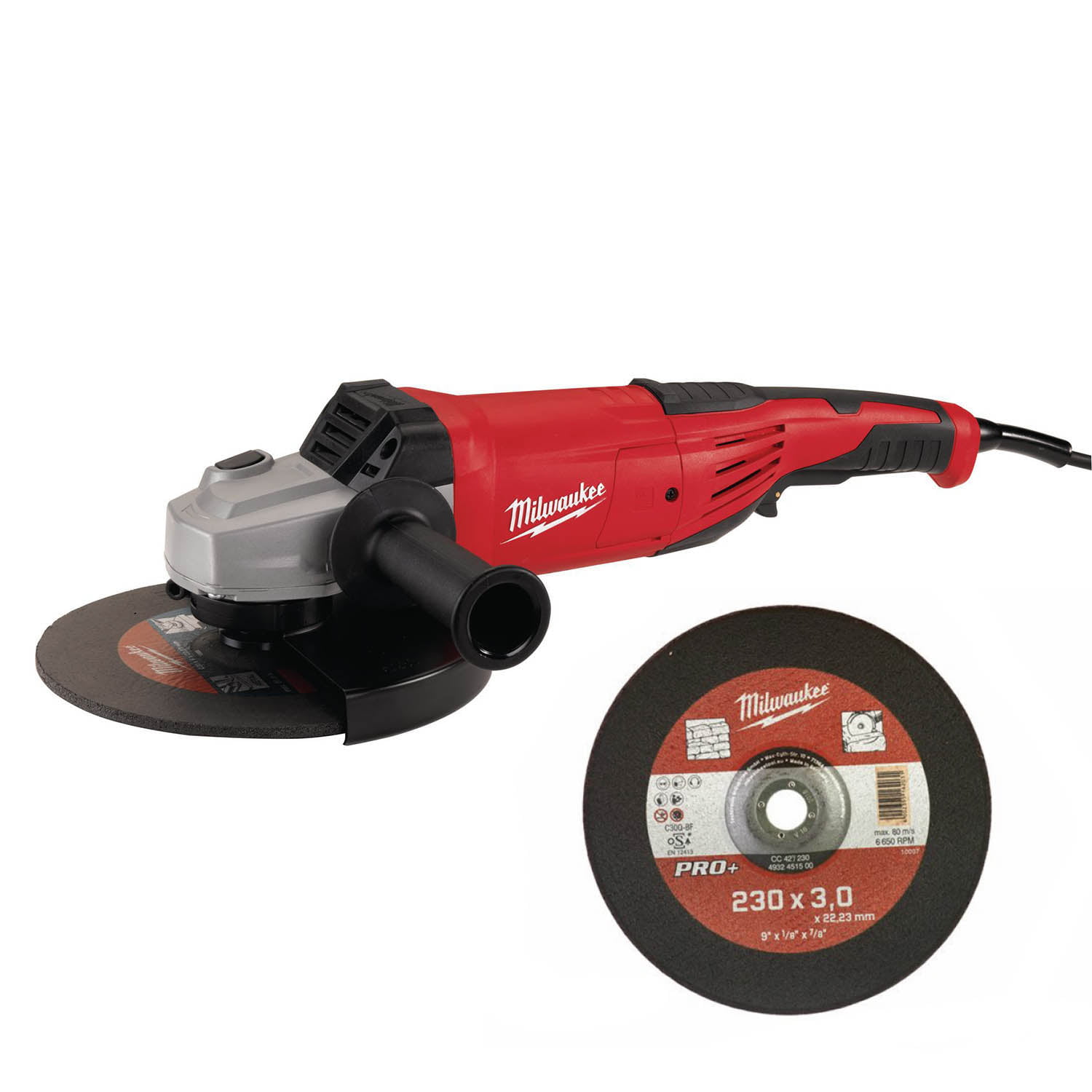 AG 22-230DMS-0+rezna-ploca Milwaukee električna brusilica AG 22-230/DMS + 10x reznih ploča za beton