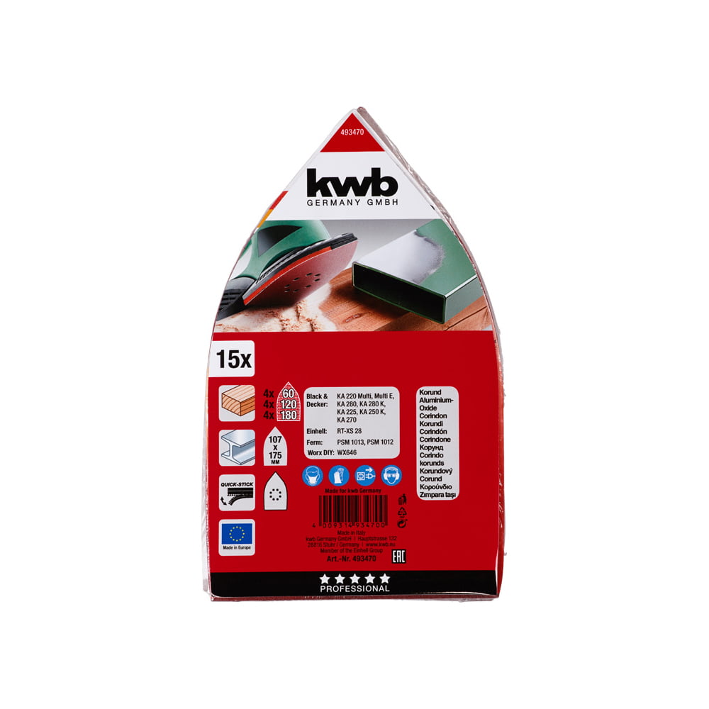 KWB brusni papir za drvo-metal čičak  trougao 107 X 175 mm