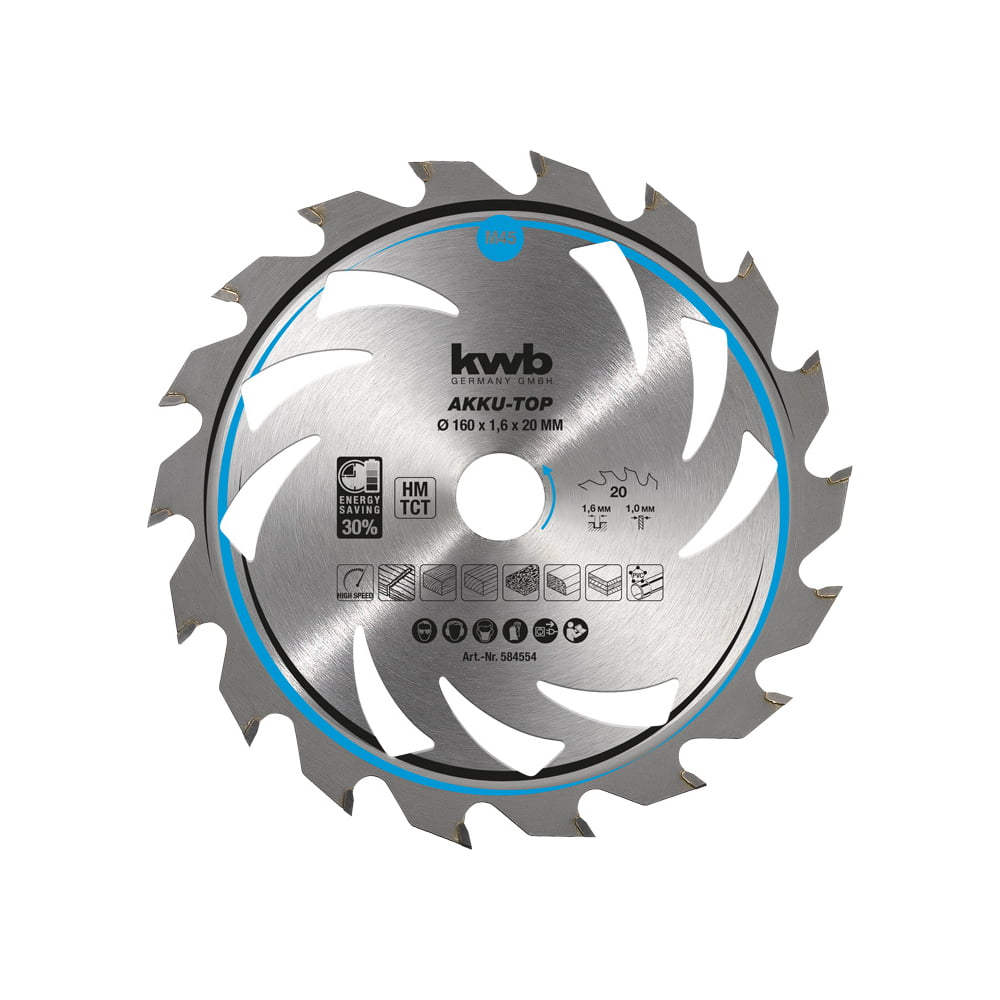 kwb-584554- KWB brzi rezni list za drvo za ručni cirkular AKKU TOP 190x30mm 30Z