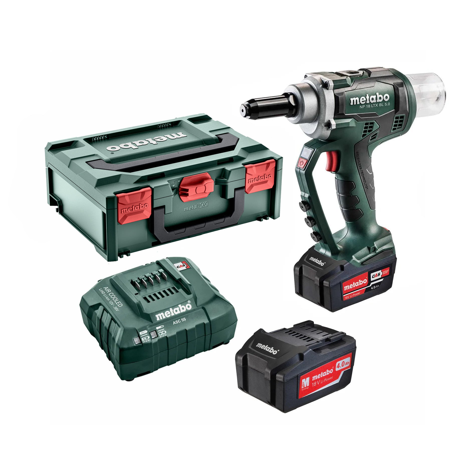 metabo 61900282 Metabo aku pištolj za pop nitne NP 18 LTX BL 5.0 / 2xAKU (4,0 Ah LiHD) ASC 55 – 619002800