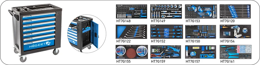 Hoegert SET kolica za alat sa 7 ladica i 544 komada pribora HT7G050
