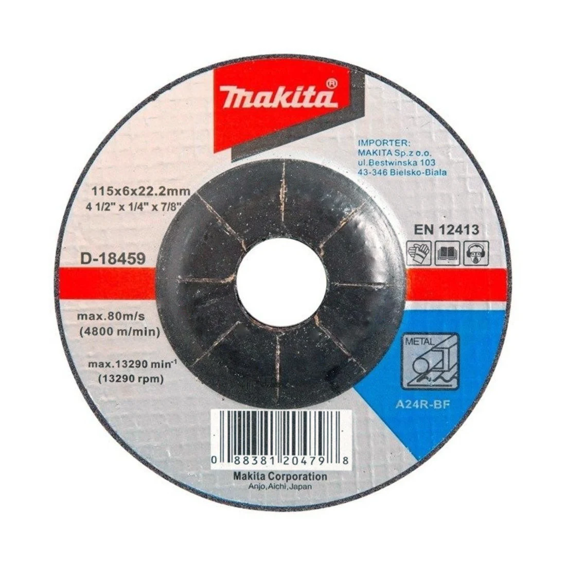 D-18459 Makita brusna ploča za metal 115x6x22.23 D-18459