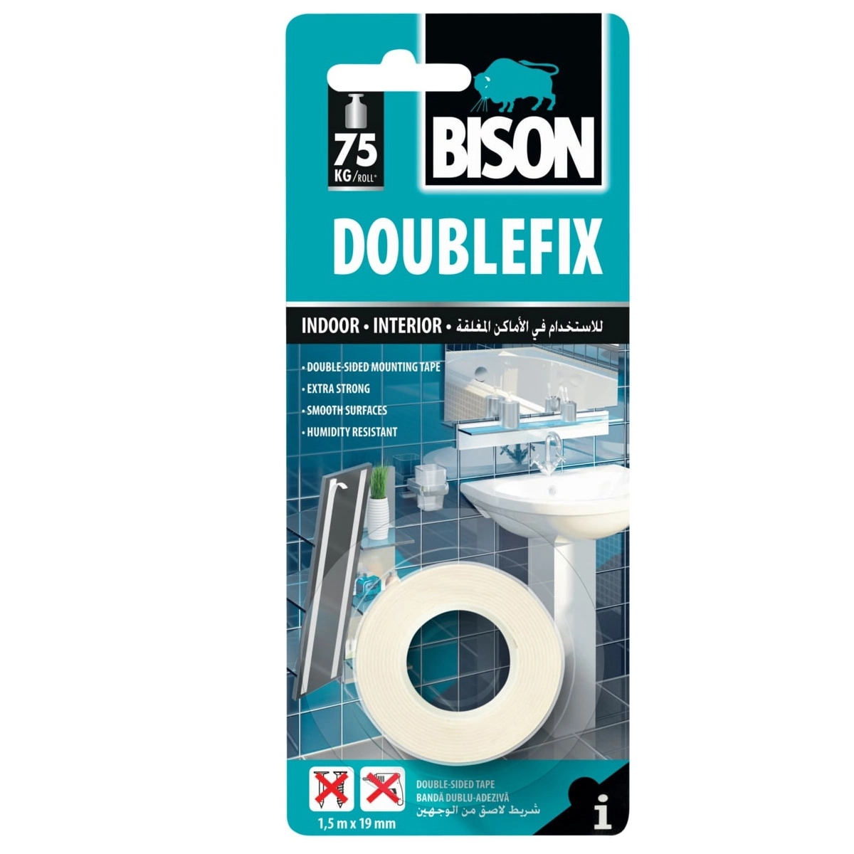 Bison obostrana ljepljiva traka 1.5mx19mm Doubleflex L0406010 Bison obostrana ljepljiva traka 1.5mx19mm Doubleflex L0406010