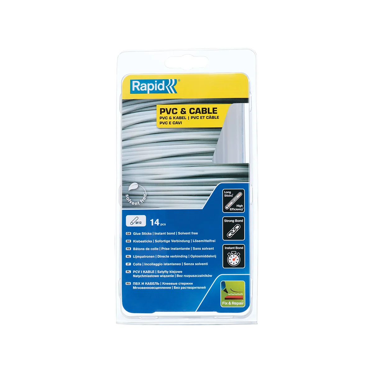 40107363 Rapid patrone za vruće lijepljenje transparent 190mm 250gr PVC I KABLOVI 40107363