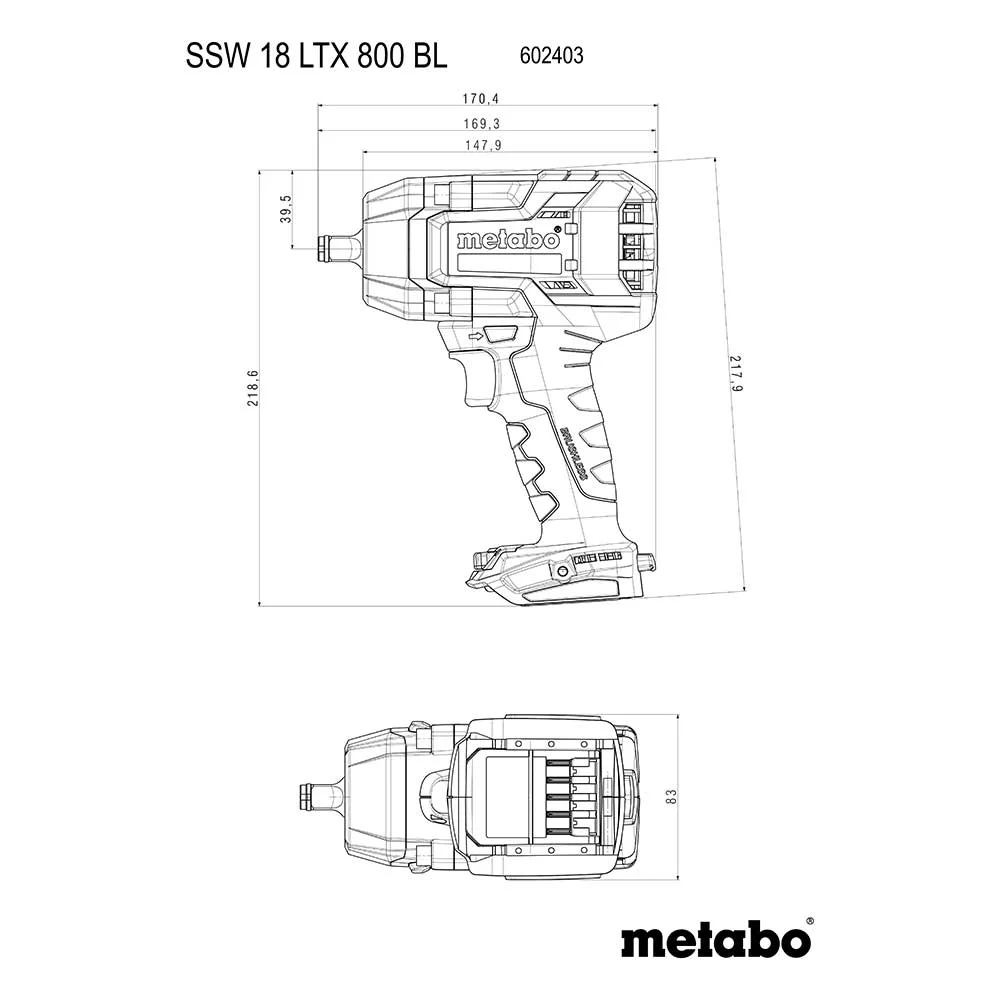 Metabo aku udarni odvijač SSW 18 LTX 800 BL 602403850- Solo