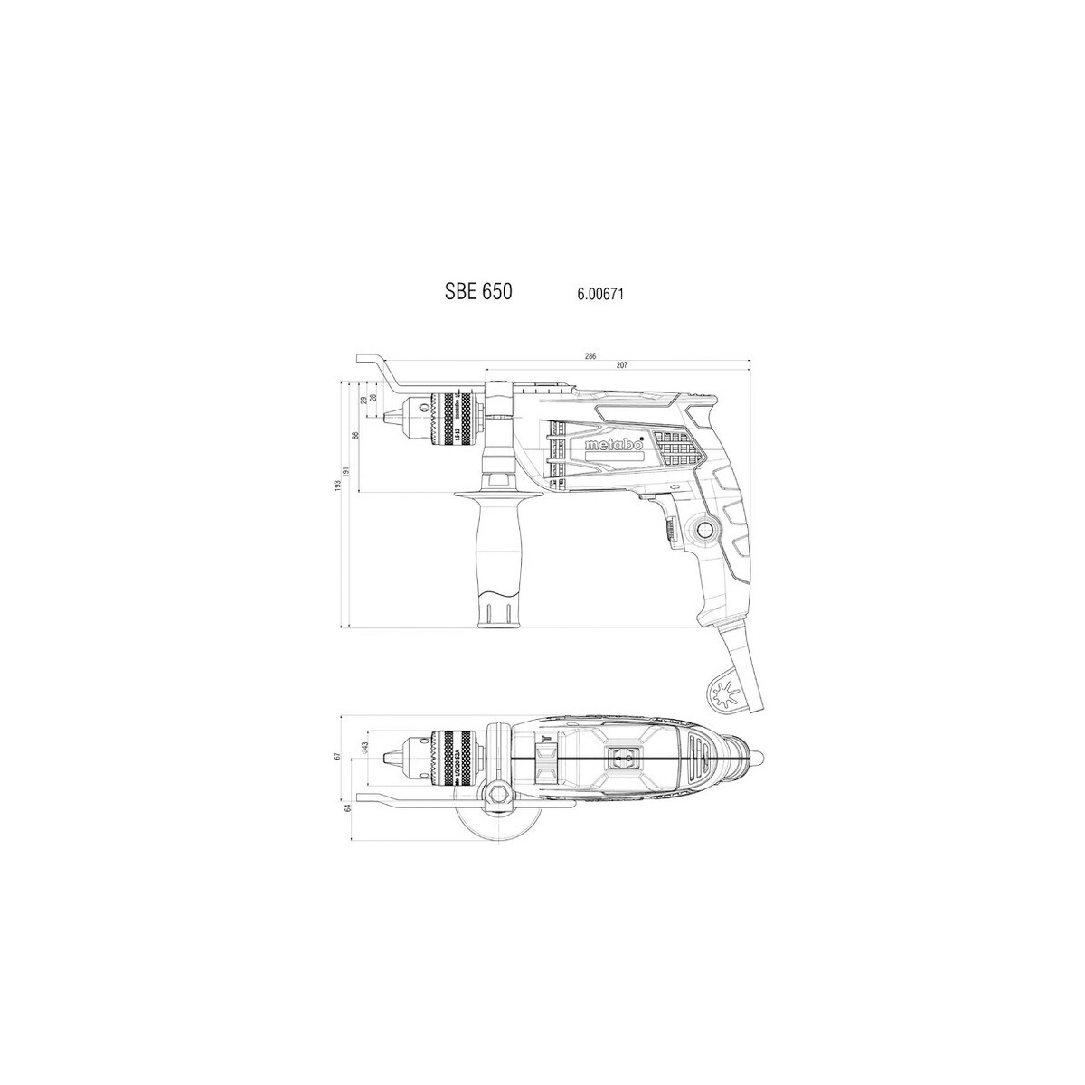 Metabo udarna bušilica SBE 650 650 W R+L