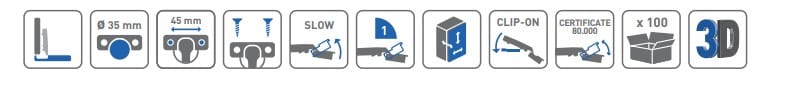 GTV hidraulična šarka ravno koljeno Ø35+podloška ZM-INHC090BEO