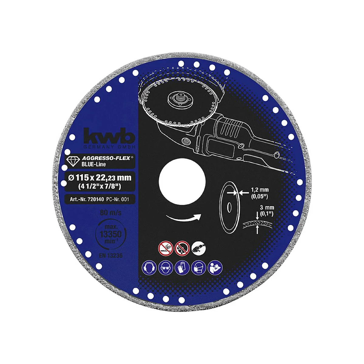 49720140 KWB dijamantska rezna ploča za metal 115 x 22 mm Blue Line 49720140