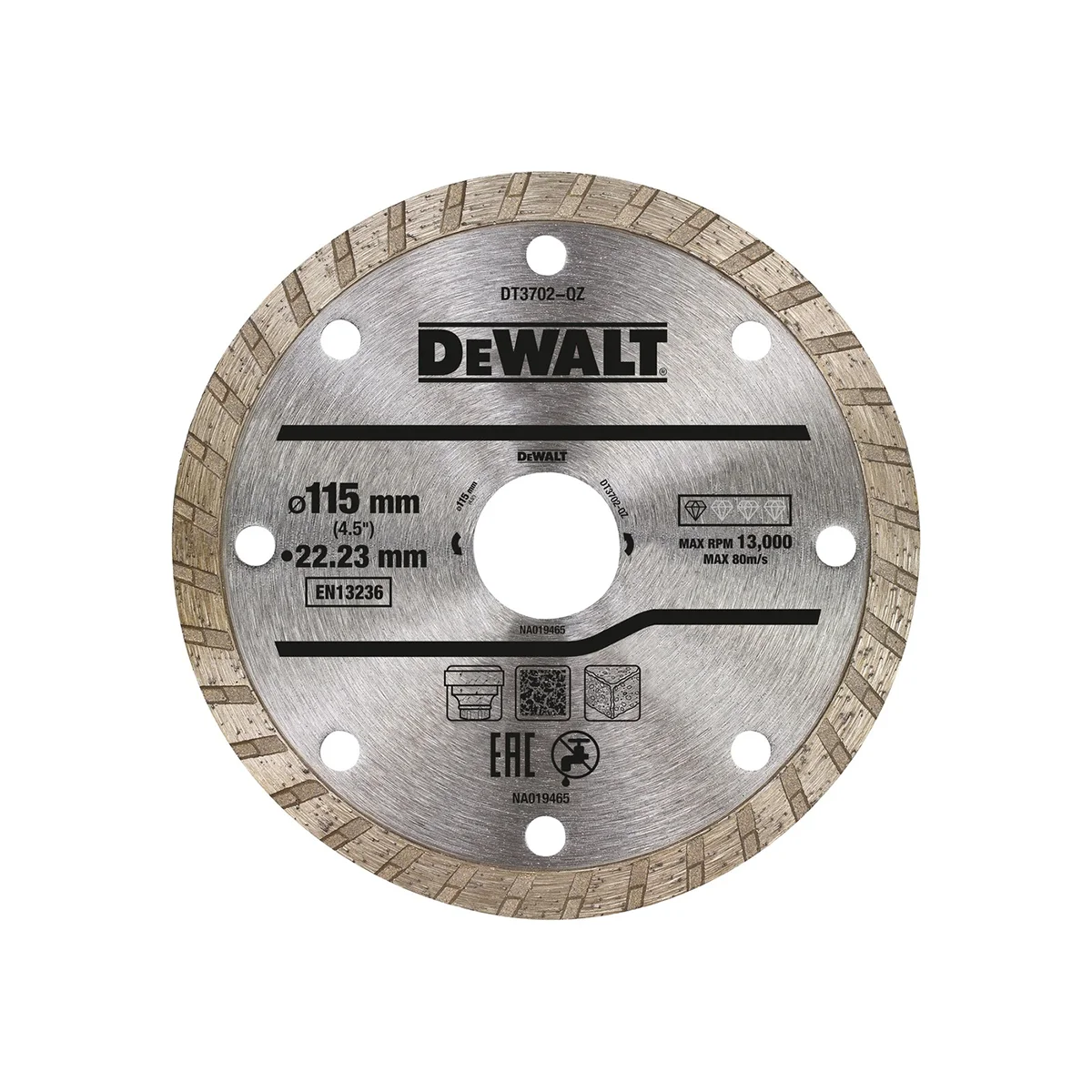 DeWalt dijamantska ploča Turbo 115 x 22 DeWalt dijamantska ploča Turbo 115 x 22.23 mm DT3702-QZ