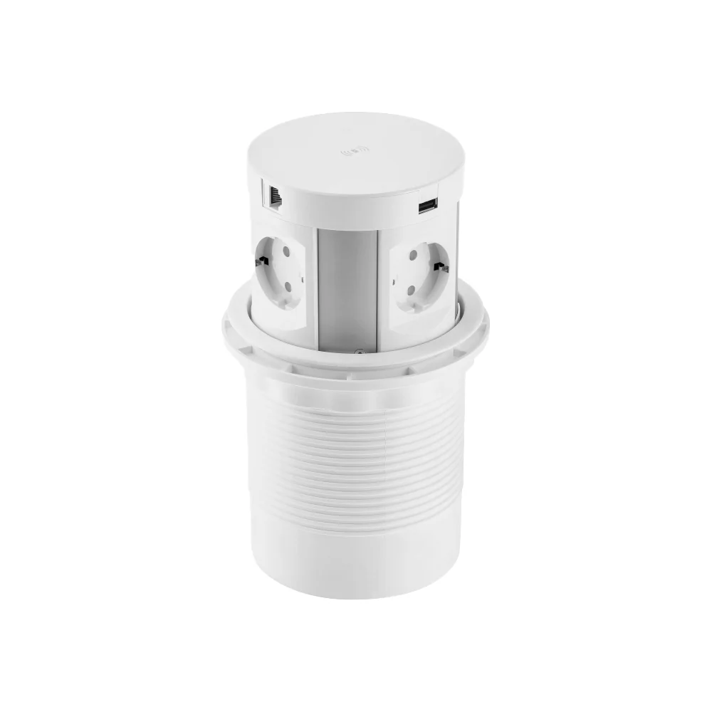 GTV ugradna utičnica sa 4 utičnice -2 USB porta - 2 RJ45 konektora i WiFI punjačom COMFORT PLUS