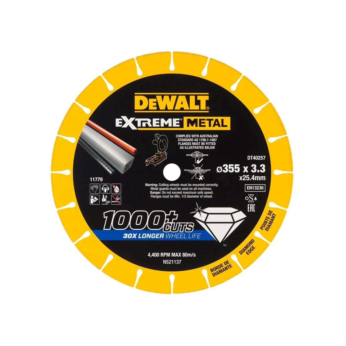EXTREME DT40257-QZ DeWALT dijamantska rezna ploča 355 x 25.4 x 3.3 mm EXTREME DT40257-QZ