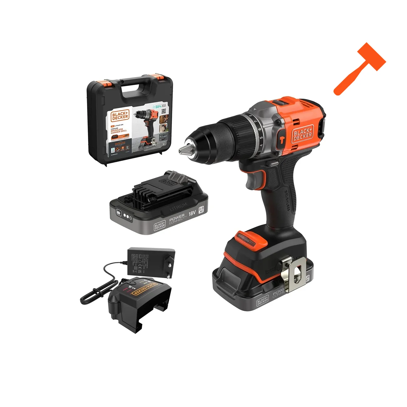 BLD683D2XK Black+Decker aku udarna bušilica odvijač BLD683D2XK-QW 18 V 2 x 2 Ah