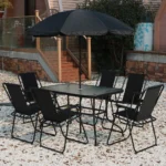 Expert baštenska garnitura sto 120 x 70 x 70 cm i 6 stolica sa suncobranom Vienna