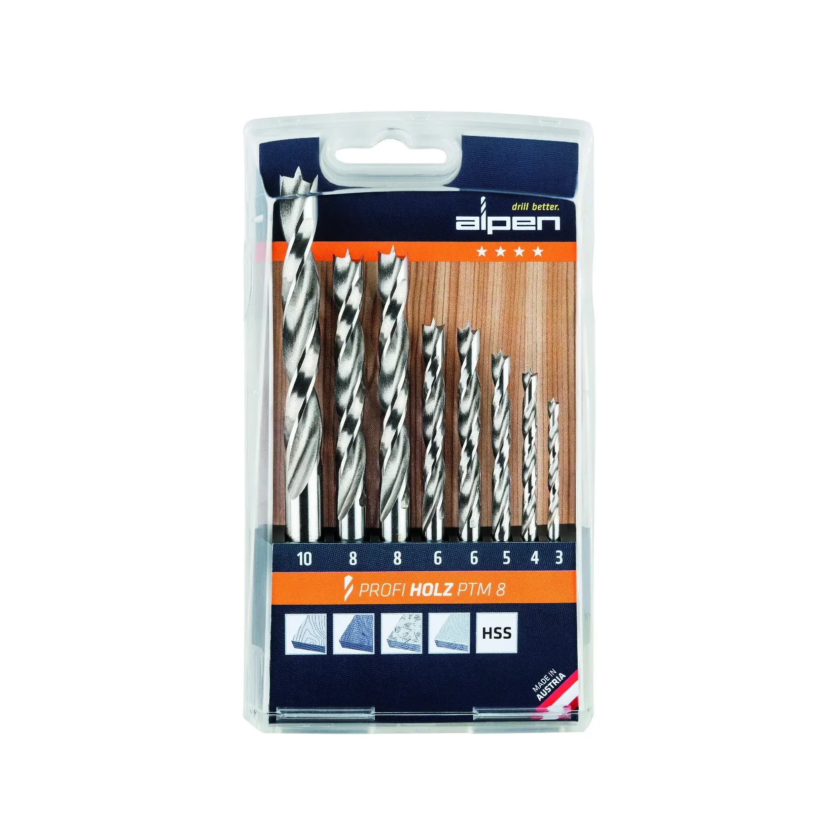 0000600093100 Alpen 5-dijelni set burgija za drvo 4-10mm 0000600114100 (Kopiraj)