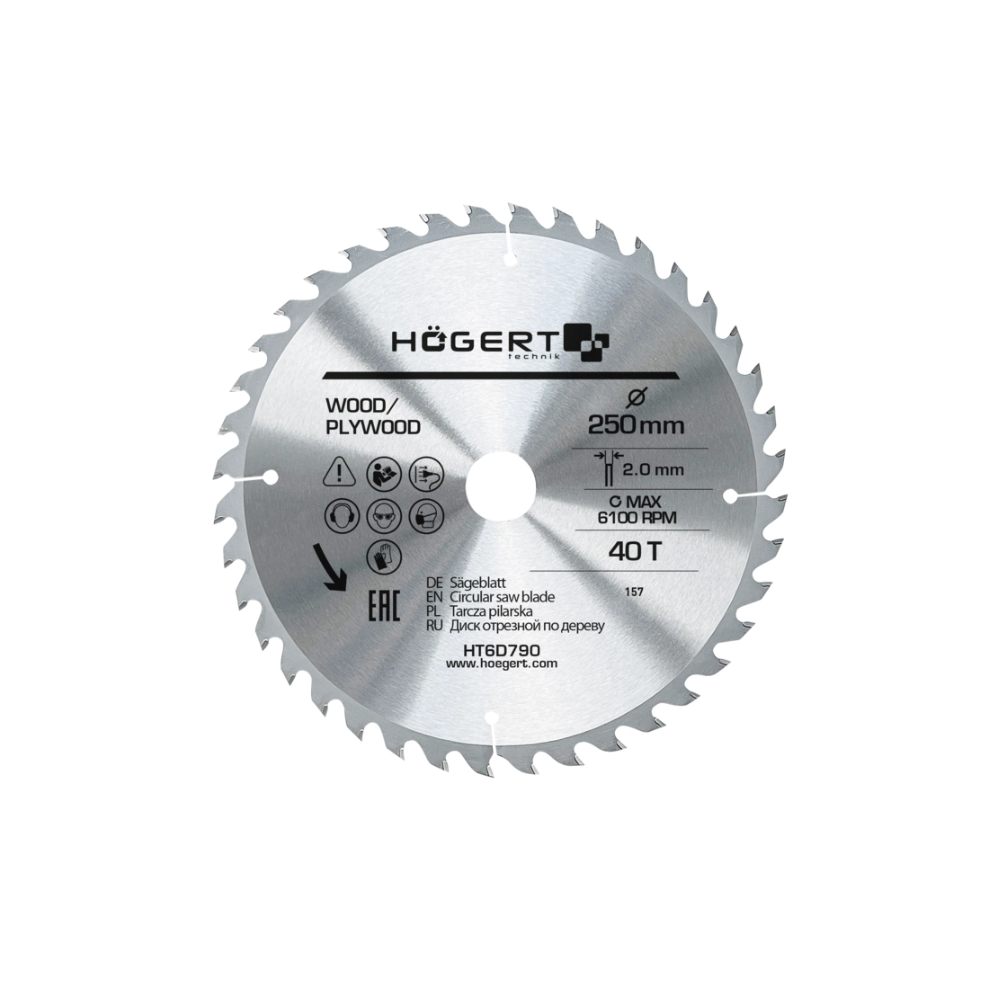 HT6D7902318 HOEGERT list kružne pile/cirkulara za drvo 250 mm 40 Z HT6D790
